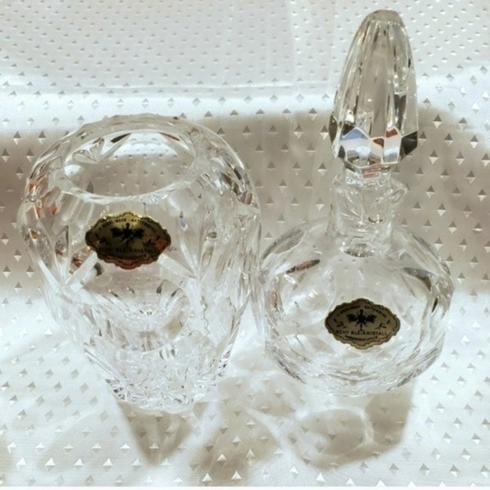 Crystal Austria Kisslinger Rattenberg handcrafted SET Vase Carafe VTG - Picture 12 of 12